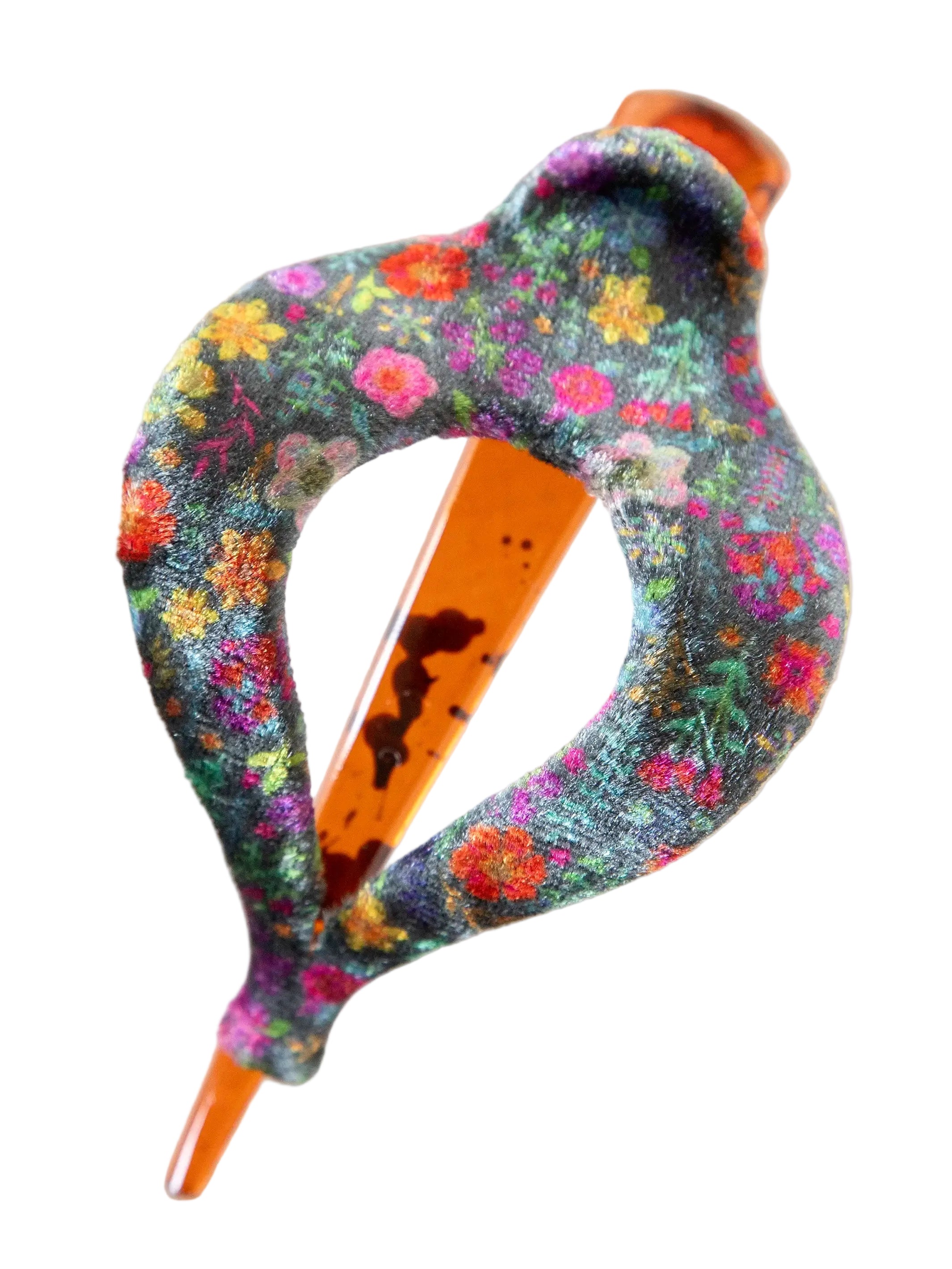 Boho Clip - Velvet Rainbow Garden Black