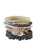 Metallic Textured Hair Ties. Set of 6 - Gold
