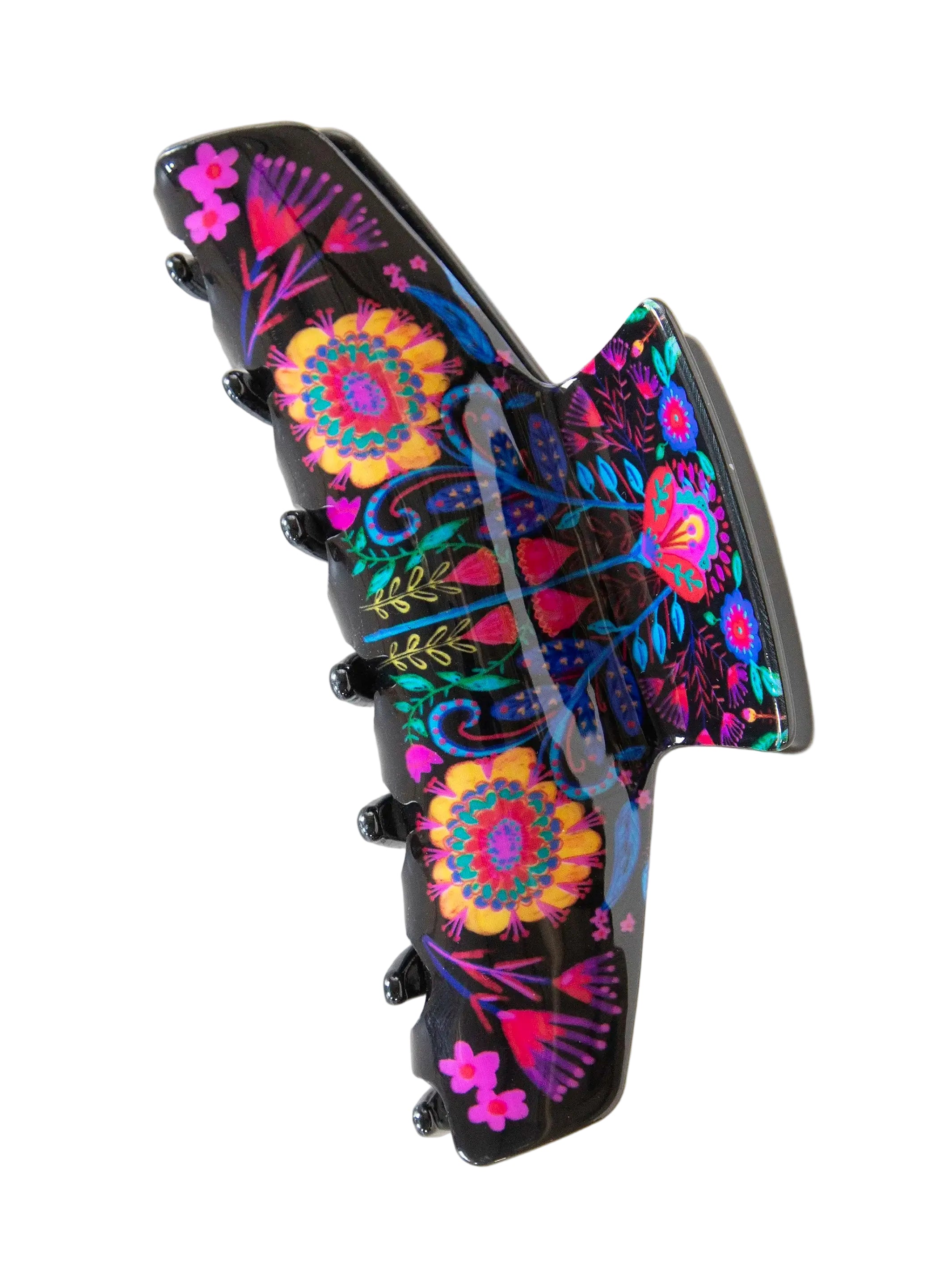Everyday Hair Claw - Black Folk Flower