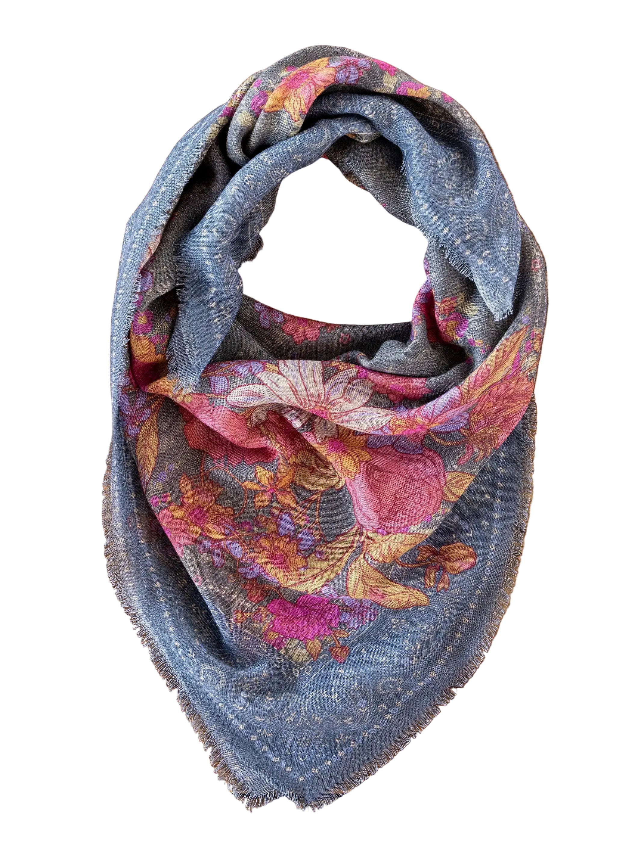 Boho Bandana Scarf - English Garden Charcoal